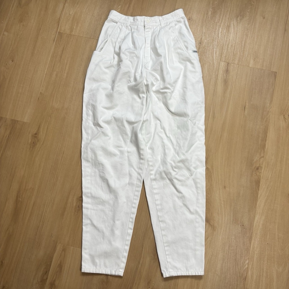 Esprit Sport Vintage White Ankle Pants Size 24" High Waist Mom Bubble Pants 90s